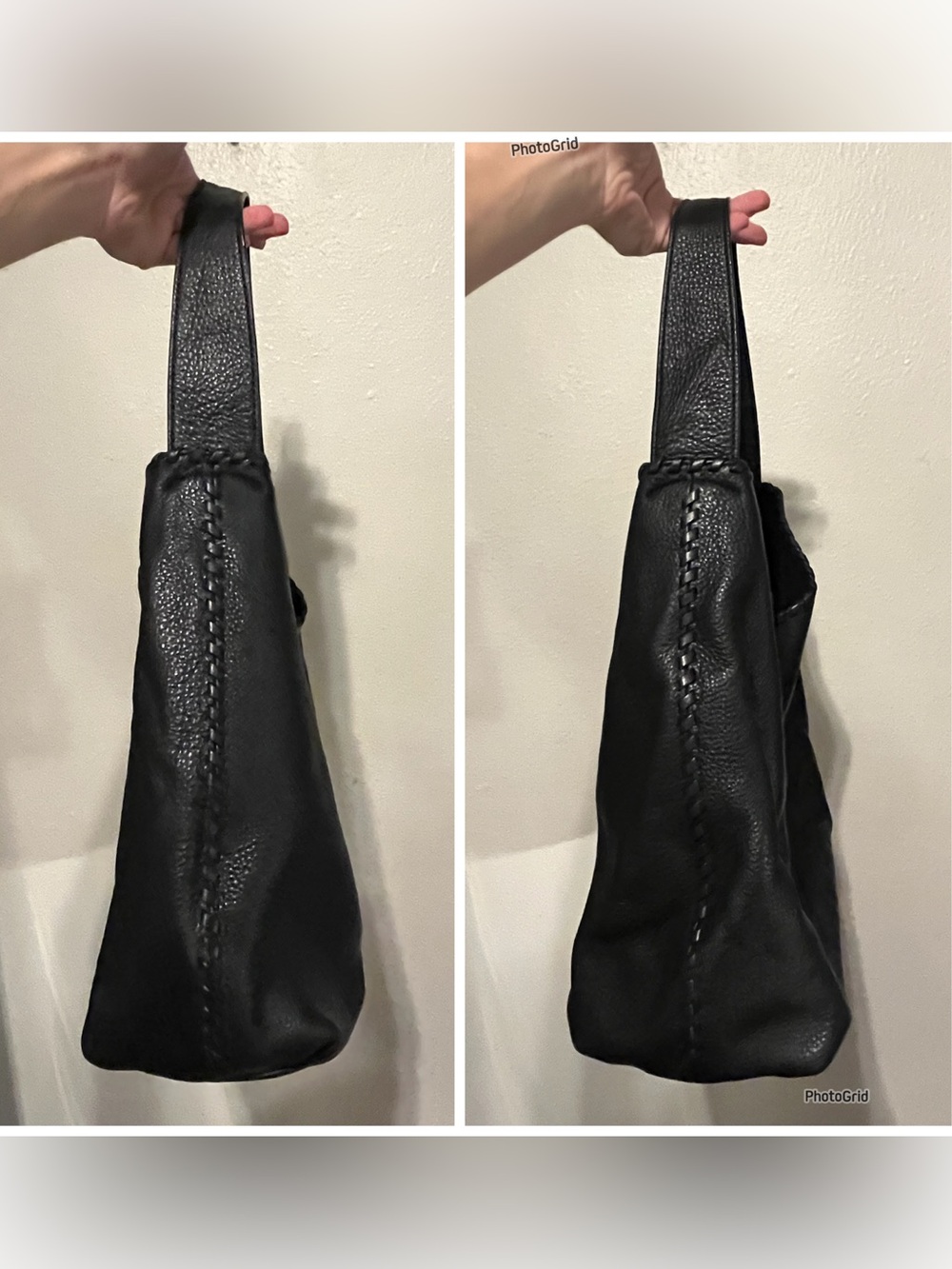 TORY BURCH Marion Whipstitch Hobo Bag Black Pebbled Leather w/ Dust Bag - Picture 7 of 16